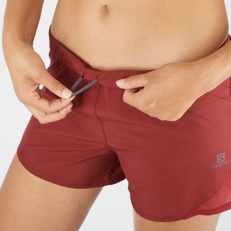 Red Salomon Cross Rebel 4'' Women's Running Shorts | PH 81035W